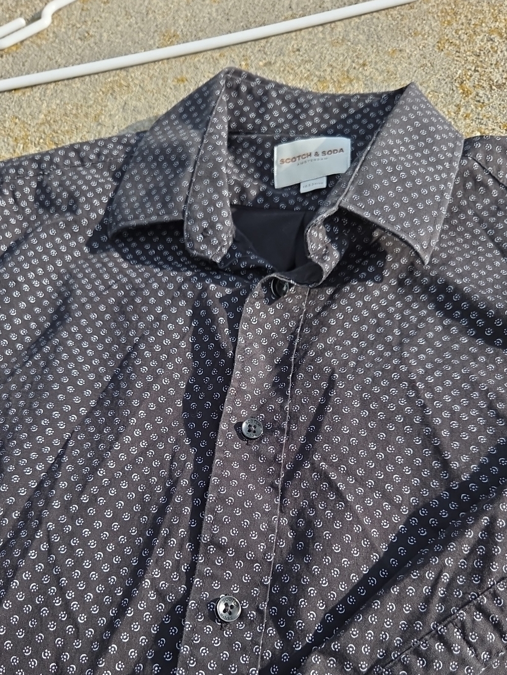 Scotch & Soda Men's Charcoal Shirt with White Micro Motif